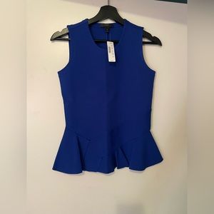 NWT J.Crew cobalt blue sleeveless peplum top body-con